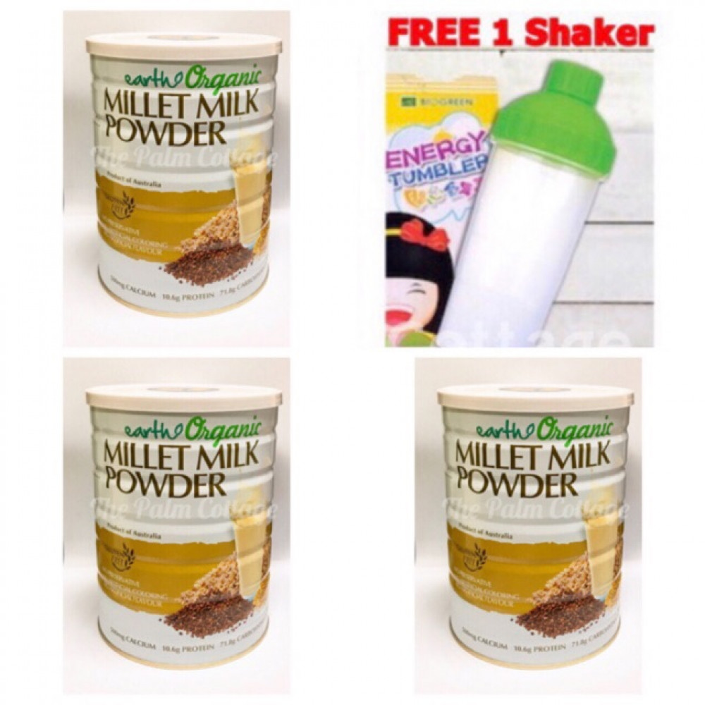 EARTH ORGANIC MILLET MILK POWDER 有机小米植物奶 900G X 3 tins + Free 1 Shaker EARTH ORGANIC MILLET MILK POWDER 有机小米植物奶 900G X 3 tins + Free 1 Shaker