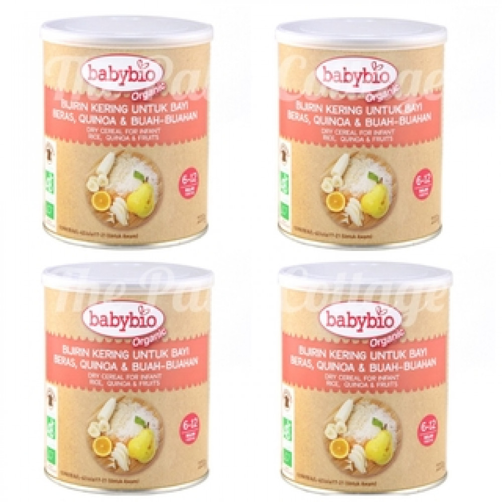 Babybio Dry Cereal for Infant Rice, Quinoa &amp; Fruits 220g x 4tins