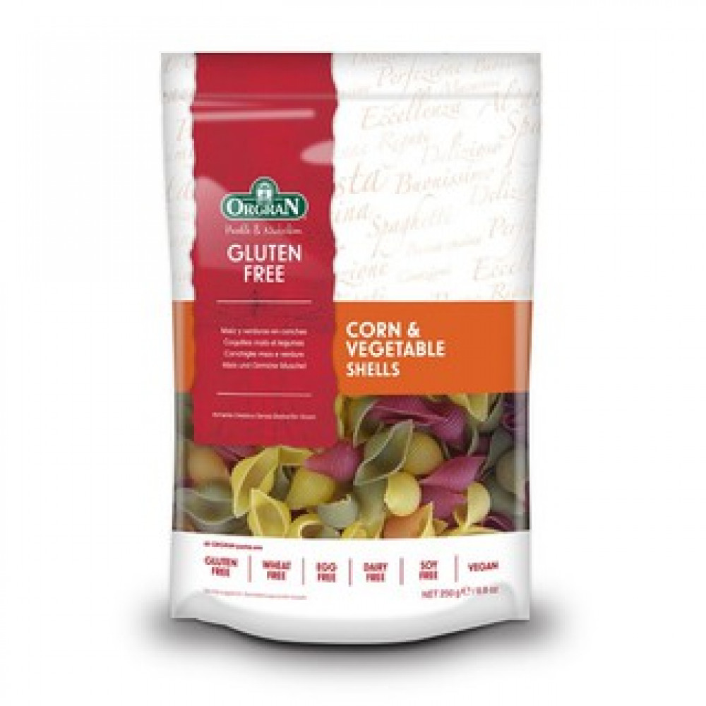 Orgran Gluten Free Corn & Vegetable Shells 250g (Best Before May 2021) Orgran Gluten Free Corn & Vegetable Shells 250g (Best Before May 2021)