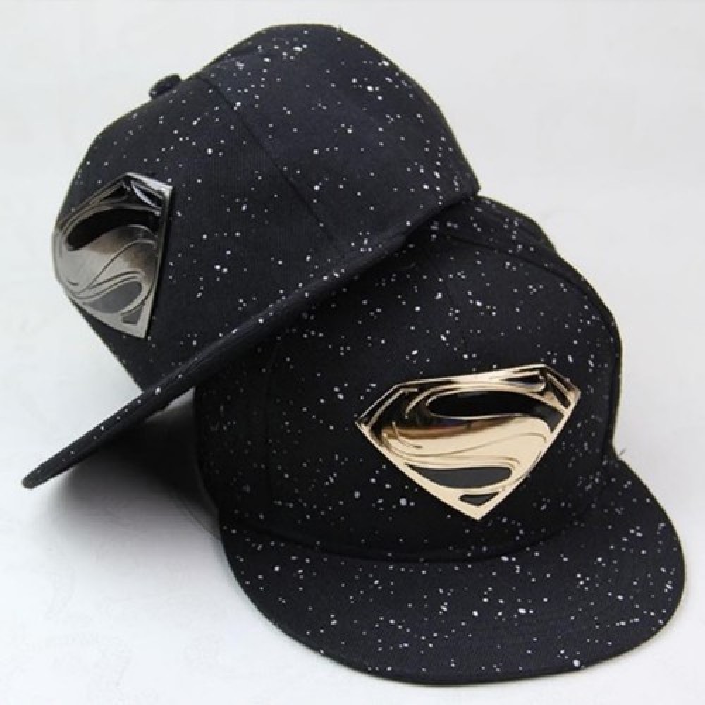 Superman Gold Silver Plated Snapback Cap Men Women