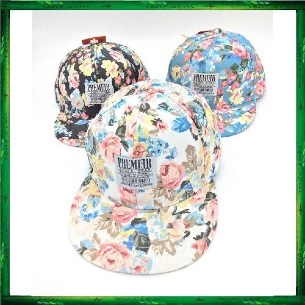 PREMIER Floral Leather Strapback Snapback Cap PREMIER Floral Leather Strapback Snapback Cap