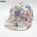 PREMIER Floral Leather Strapback Snapback Cap