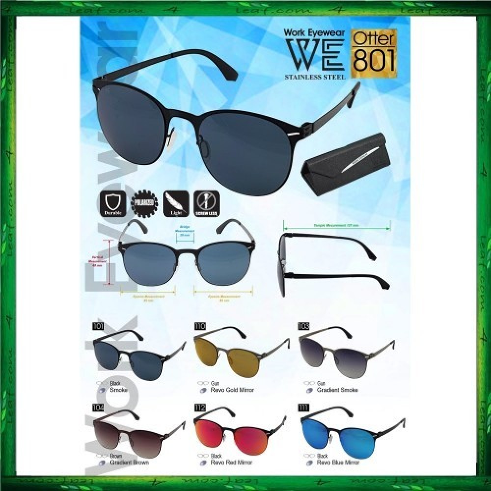 Work Eyewear Stainless Steel Otter 801 Screwless Light Polarized Sunglasses Work Eyewear Stainless Steel Otter 801 Screwless Light Polarized Sunglasses