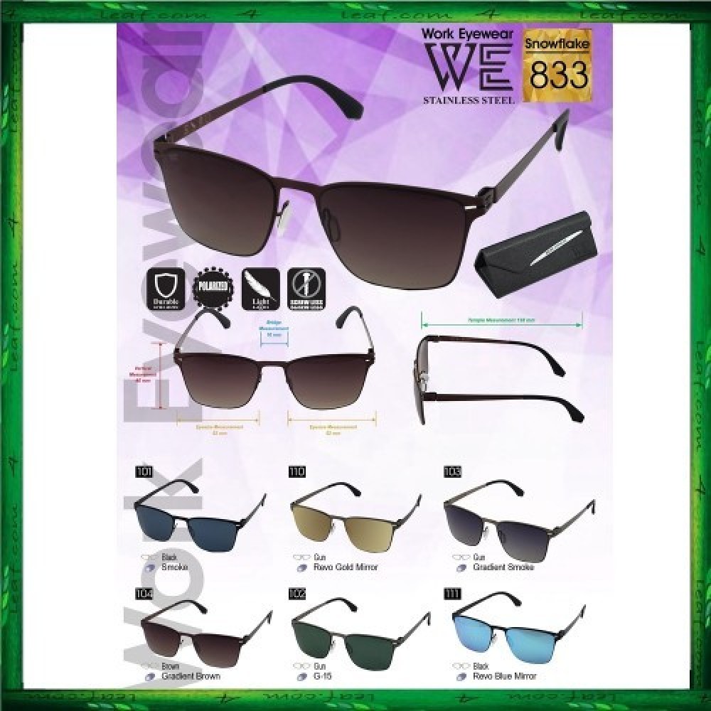 Work Eyewear Stainless Steel Snowflake 833 Screwless Light Polarized Sunglasses