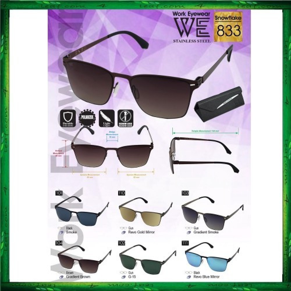 Work Eyewear Stainless Steel Snowflake 833 Screwless Light Polarized Sunglasses Work Eyewear Stainless Steel Snowflake 833 Screwless Light Polarized Sunglasses