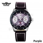 WM14 WINNER Mechanical Automatic Self Wind Watch Auto Date Black Leather Straps
