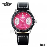 WM14 WINNER Mechanical Automatic Self Wind Watch Auto Date Black Leather Straps