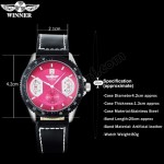 WM14 WINNER Mechanical Automatic Self Wind Watch Auto Date Black Leather Straps