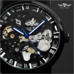 WM10 Winner Skeleton Stainless Steel Blue Hands Luminous Men Automatic Watch