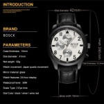 4GL BOSCK Men's Business Casual Sports Leather Waterproof Watch 8252