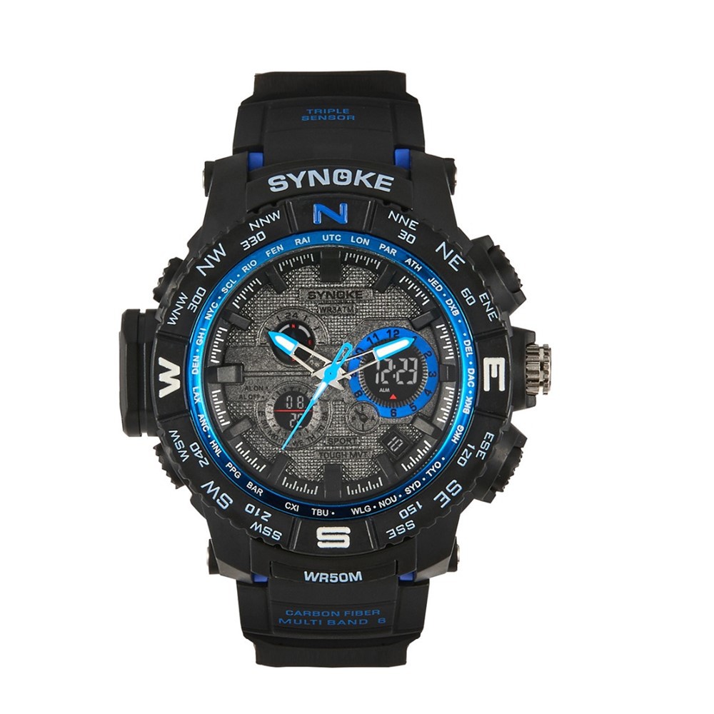 4GL SYNOKE Double display watch men sports watch 50M Waterproof 6509
