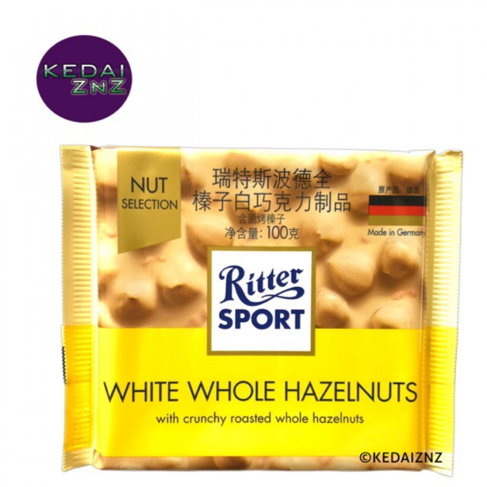 Chocolate Ritter SPORT White Whole Hazelnuts Chocolate Bar 100g Coklat Chocolate Ritter SPORT White Whole Hazelnuts Chocolate Bar 100g Coklat