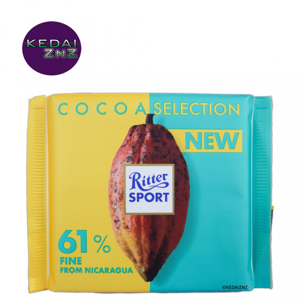 Chocolate Ritter SPORT COCOA SELECTION 61% FINE FROM NICARAGUA Chocolate Bar 100g Coklat Chocolate Ritter SPORT COCOA SELECTION 61% FINE FROM NICARAGUA Chocolate Bar 100g Coklat
