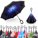 Reverse Inverted Umbrella C-Hook Self Stand Inside Out Umbrella