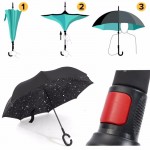 Reverse Inverted Umbrella C-Hook Self Stand Inside Out Umbrella