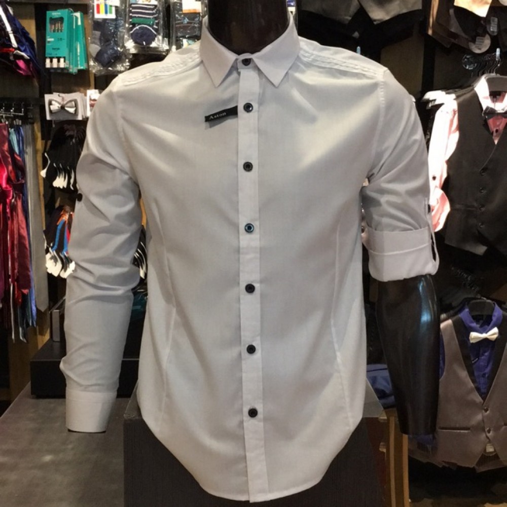 Men’s WHITE Smooth Plain Basic Simple Business Casual Long Sleeve Shirt. ASTON Men’s WHITE Smooth Plain Basic Simple Business Casual Long Sleeve Shirt. ASTON