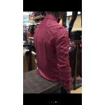 Men’s FUCHSIA Smooth Plain Basic Simple Business Casual Long Sleeve Shirt. ASTON