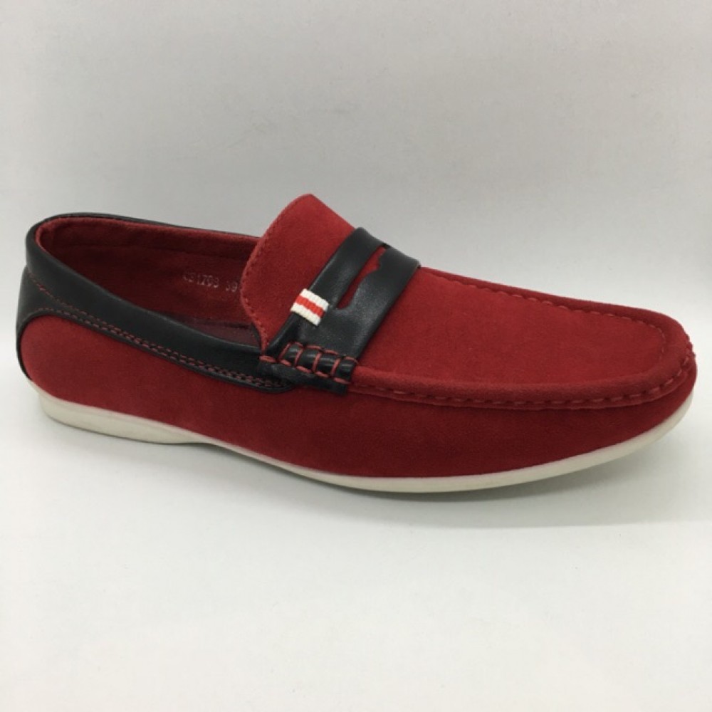 Men Shoes Red Color Lifestyle Casual Loafers Slip On Suede Surface. CLARKSON