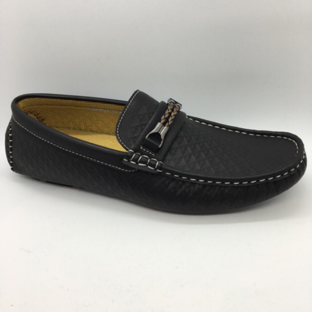 Men Shoes Black Color Lifestyles Casual Loafers Slip On with Buckle. GPC