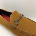 Men Shoes Camel Brown Suede PU Lifestyle Casual Loafer Slip On with Buckle. JEFF