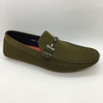 Men Shoes Khaki Green Suede PU Lifestyle Casual Loafer Slip On with Buckle. JEFF