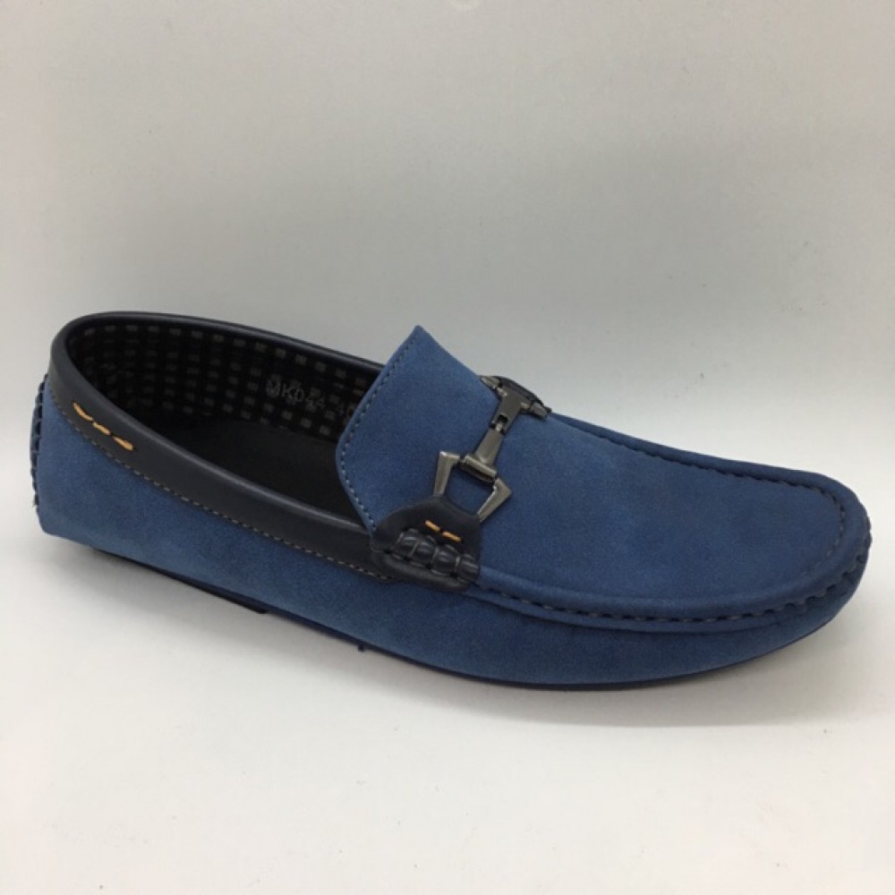 Men Shoes Blue Color Lifestyles Casual Loafers Slip On with Buckle. JEFF