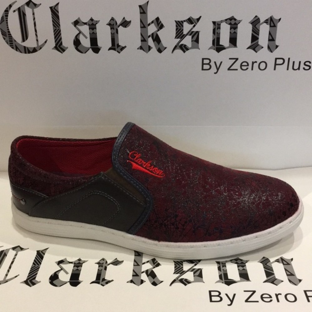 Men Shoes Red Maroon Color Casual Lifestyles Slip on Textile Shoes. CLARKSON