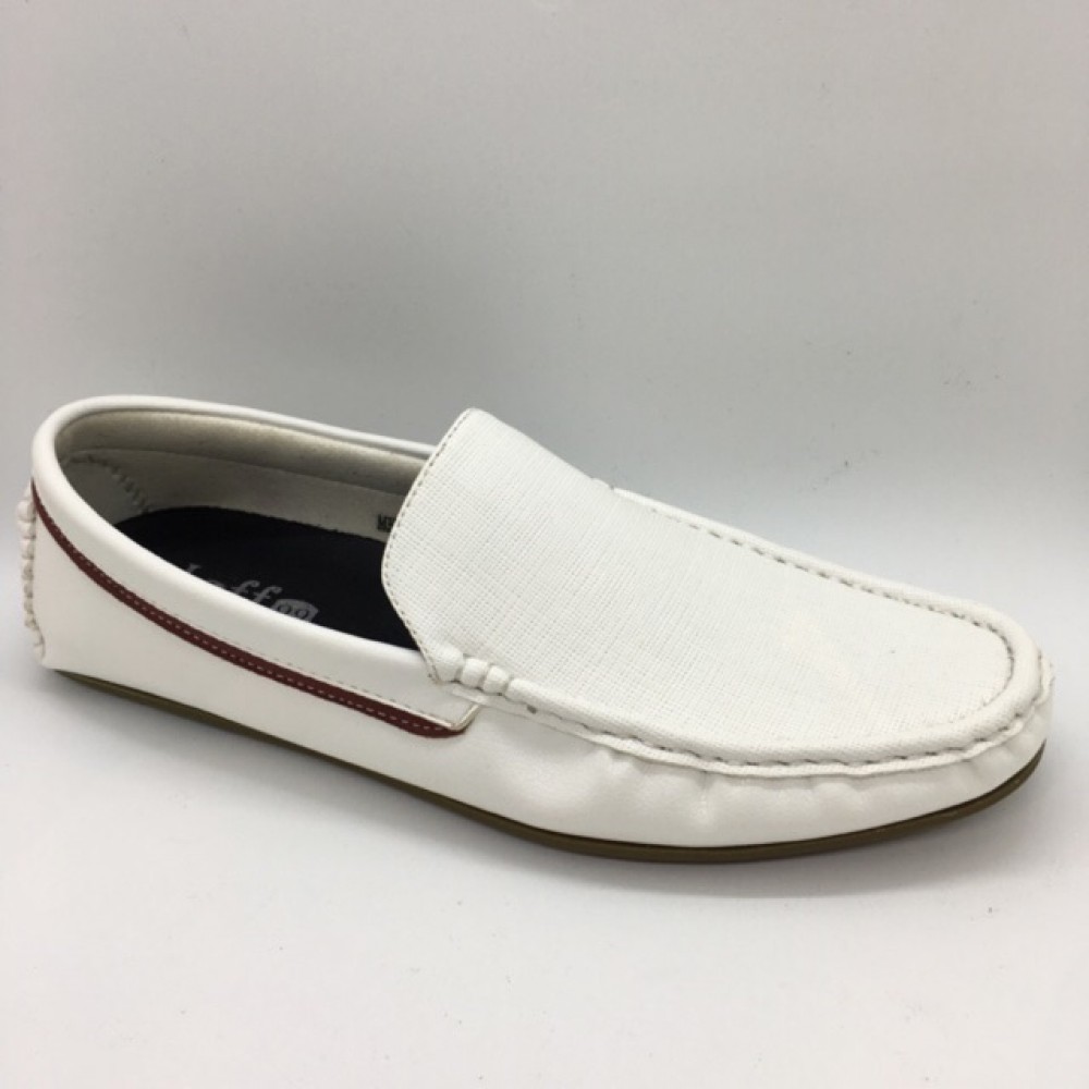 Men Shoes White Red Color Lifestyles Casual Loafers Slip On with Buckle. JEFF Men Shoes White Red Color Lifestyles Casual Loafers Slip On with Buckle. JEFF
