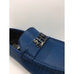 Men Shoes Blue Color Lifestyles Casual Loafers Slip On with Buckle. JEFF