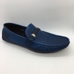 Men Shoes Blue Color Lifestyles Casual Loafers Slip On with Buckle. JEFF