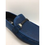 Men Shoes Blue Color Lifestyles Casual Loafers Slip On with Buckle. JEFF