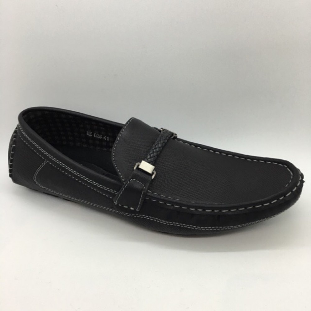 Men Shoes Black Color Lifestyles Casual Loafers Slip On with Buckle. JEFF