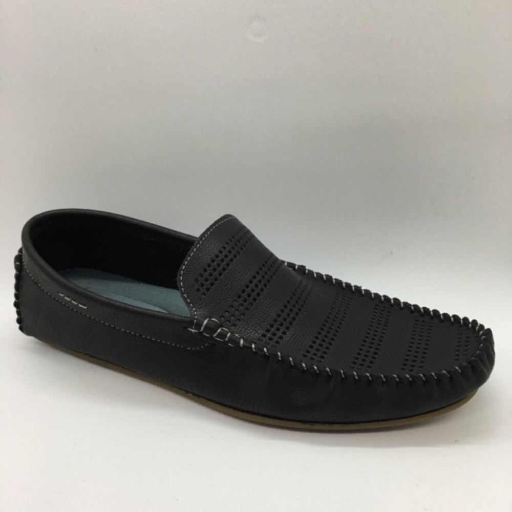 Men Shoes Black Color Lifestyles Casual Loafers Slip On Breathable Holes. JEFF