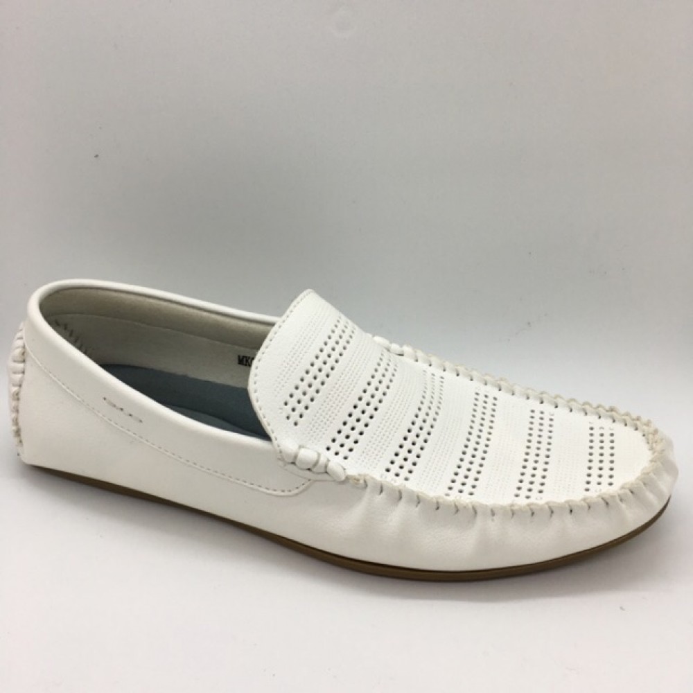 Men Shoes White Color Lifestyles Casual Loafers Slip On Breathable Holes . JEFF