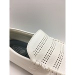 Men Shoes White Color Lifestyles Casual Loafers Slip On Breathable Holes . JEFF