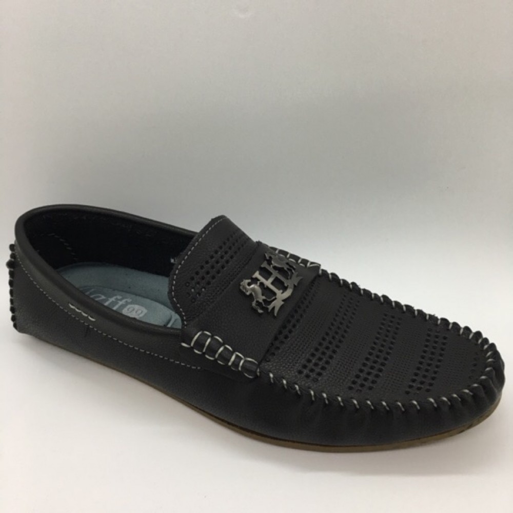 Men Shoes Black Color Lifestyles Casual Loafers Slip On Breathable Holes. JEFF