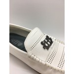 Men Shoes White Color Lifestyles Casual Loafers Slip On Breathable Holes . JEFF