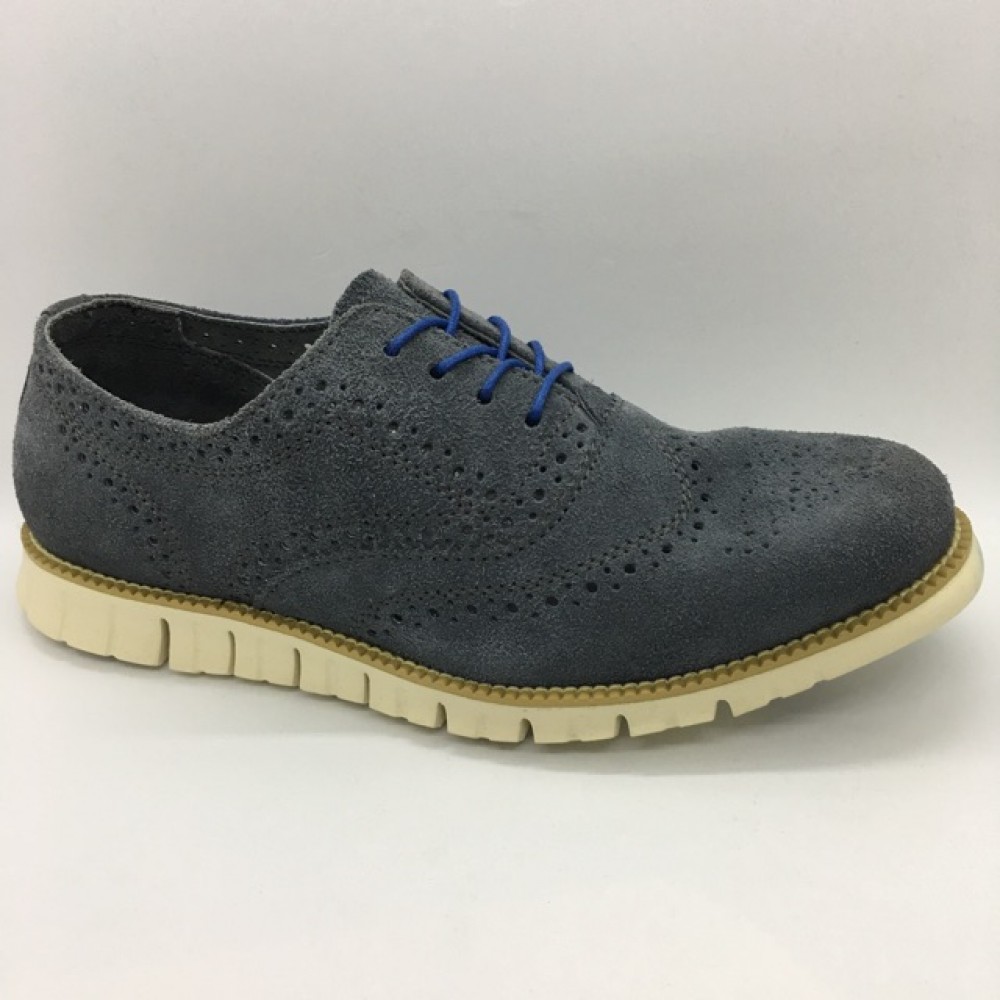 Men Leather Shoes Wingtip Oxford Dark Grey Color Lace-Up (Cole Haan). HUNTER Men Leather Shoes Wingtip Oxford Dark Grey Color Lace-Up (Cole Haan). HUNTER
