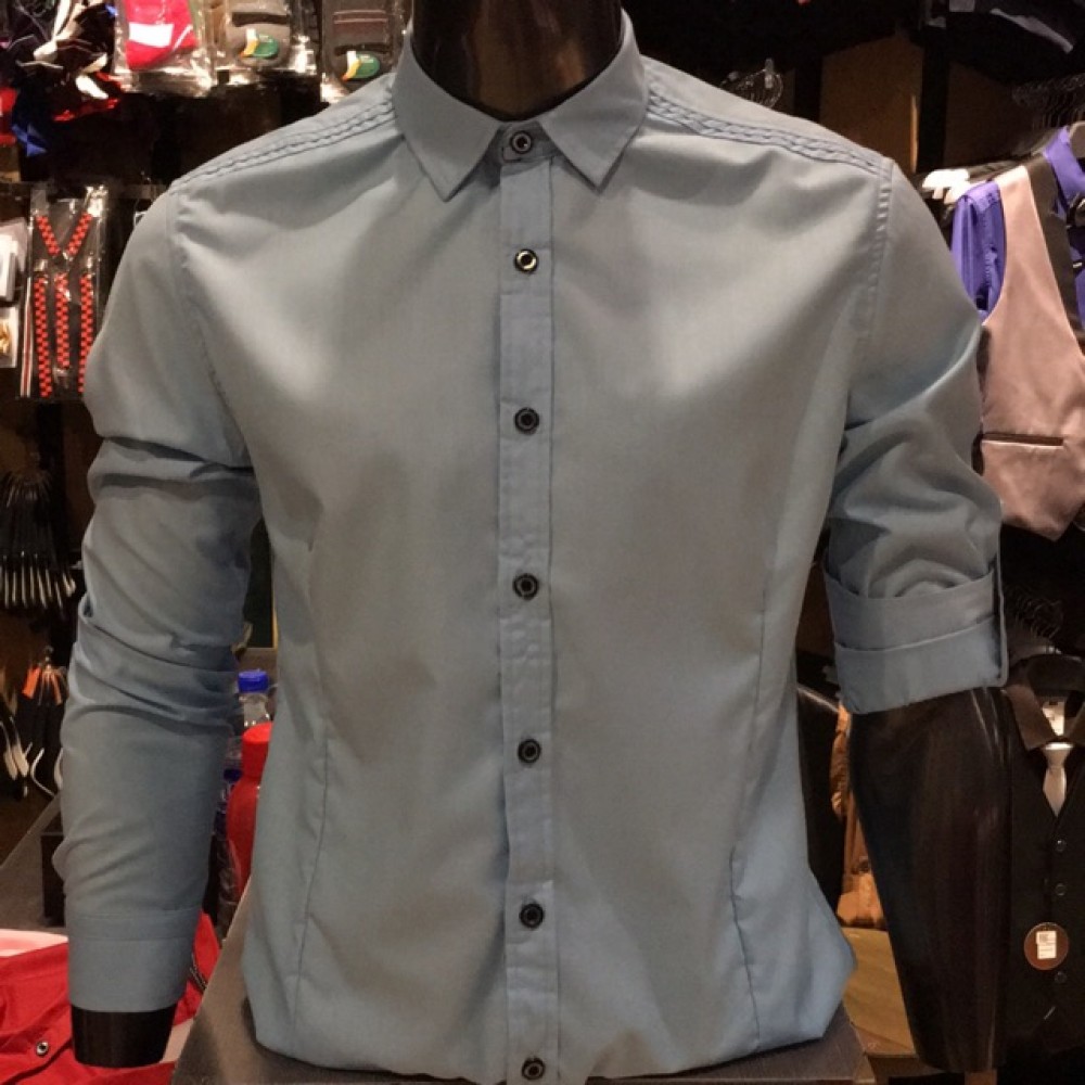 Men’s S.BLUE Smooth Plain Basic Simple Business Casual Long Sleeve Shirt. ASTON Men’s S.BLUE Smooth Plain Basic Simple Business Casual Long Sleeve Shirt. ASTON