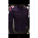 Men’s PURPLE Smooth Plain Basic Simple Business Casual Long Sleeve Shirt. ASTON