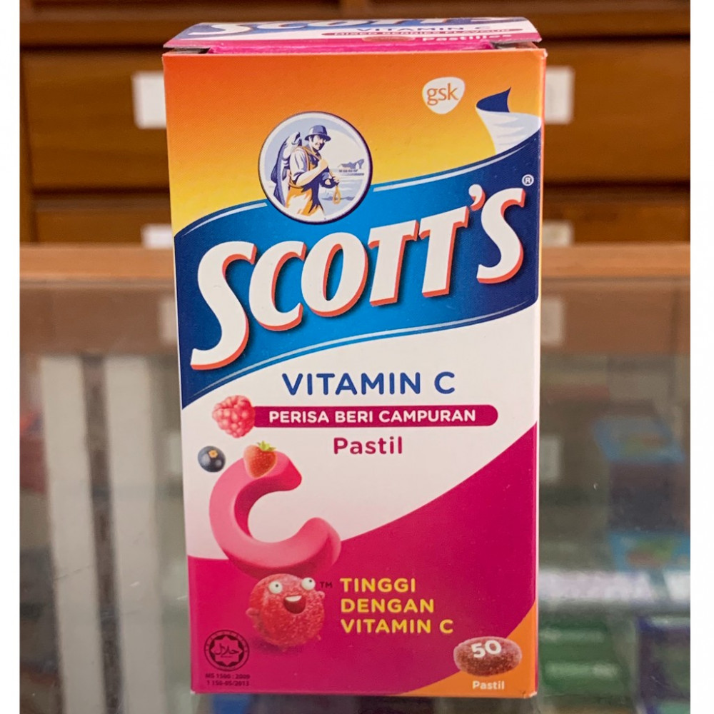 Scott's Vitamin C Perisa beri campuran(50 pastilles) Scott's Vitamin C Perisa beri campuran(50 pastilles)