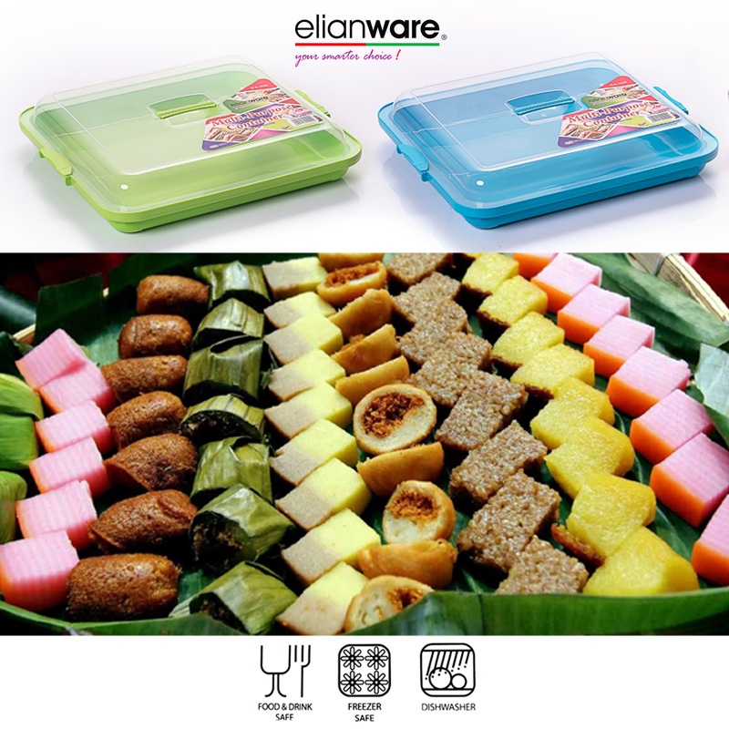 Elianware 3.4 Ltr BPA Free Kuih Muih Serving Tray with Cover